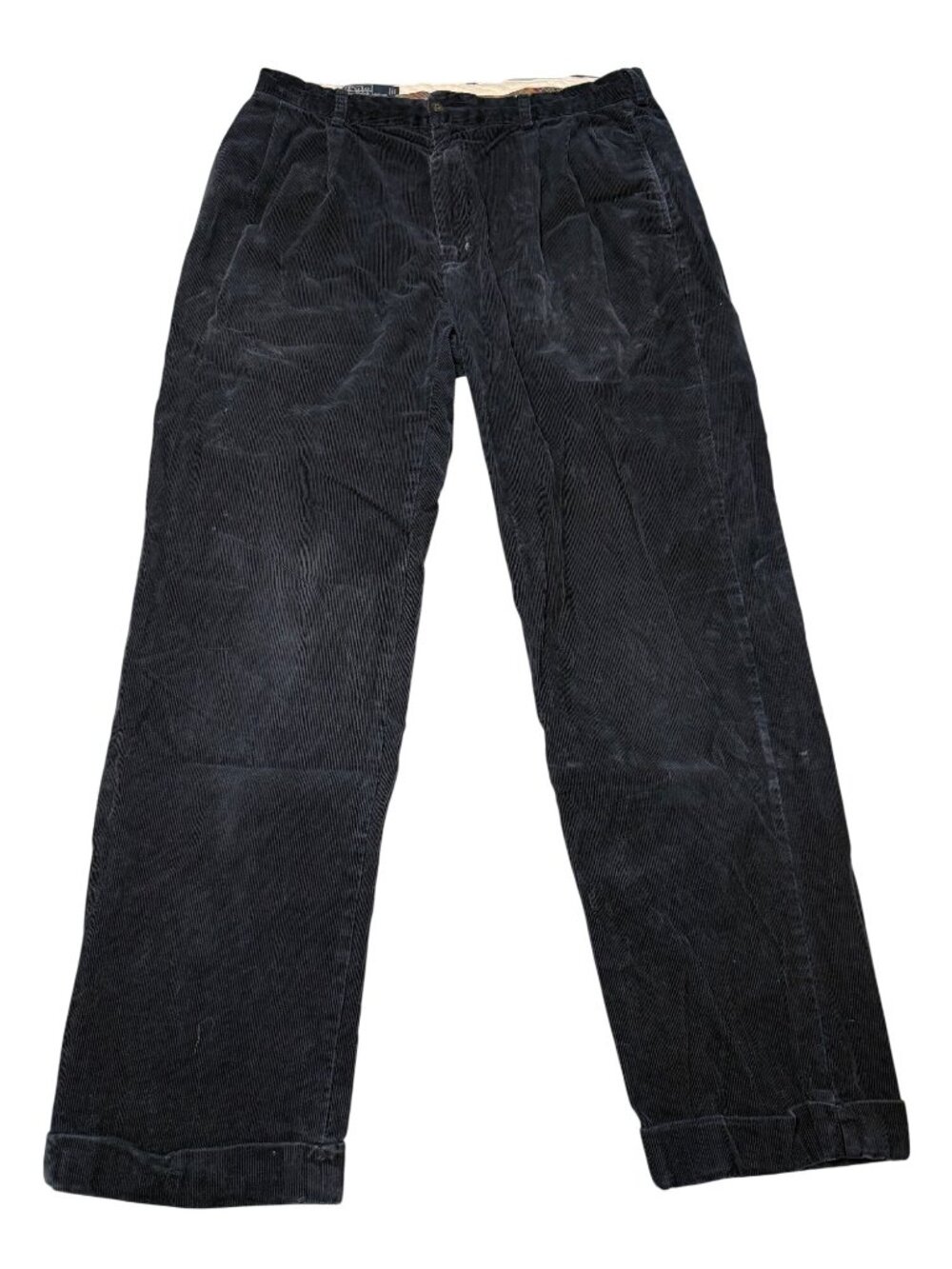 VTG Polo By Ralph Lauren Mens Black Corduroy Hammond Pants sz 36x32 100% Cotton